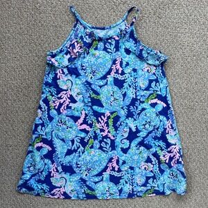 🌺 GIRLS Lilly Pulitzer Blue Turtle Dress Size Small (4-5) 🌺